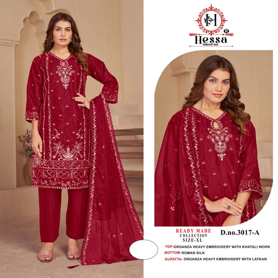 HESSA 3017 Organza Pakistani Suit Set