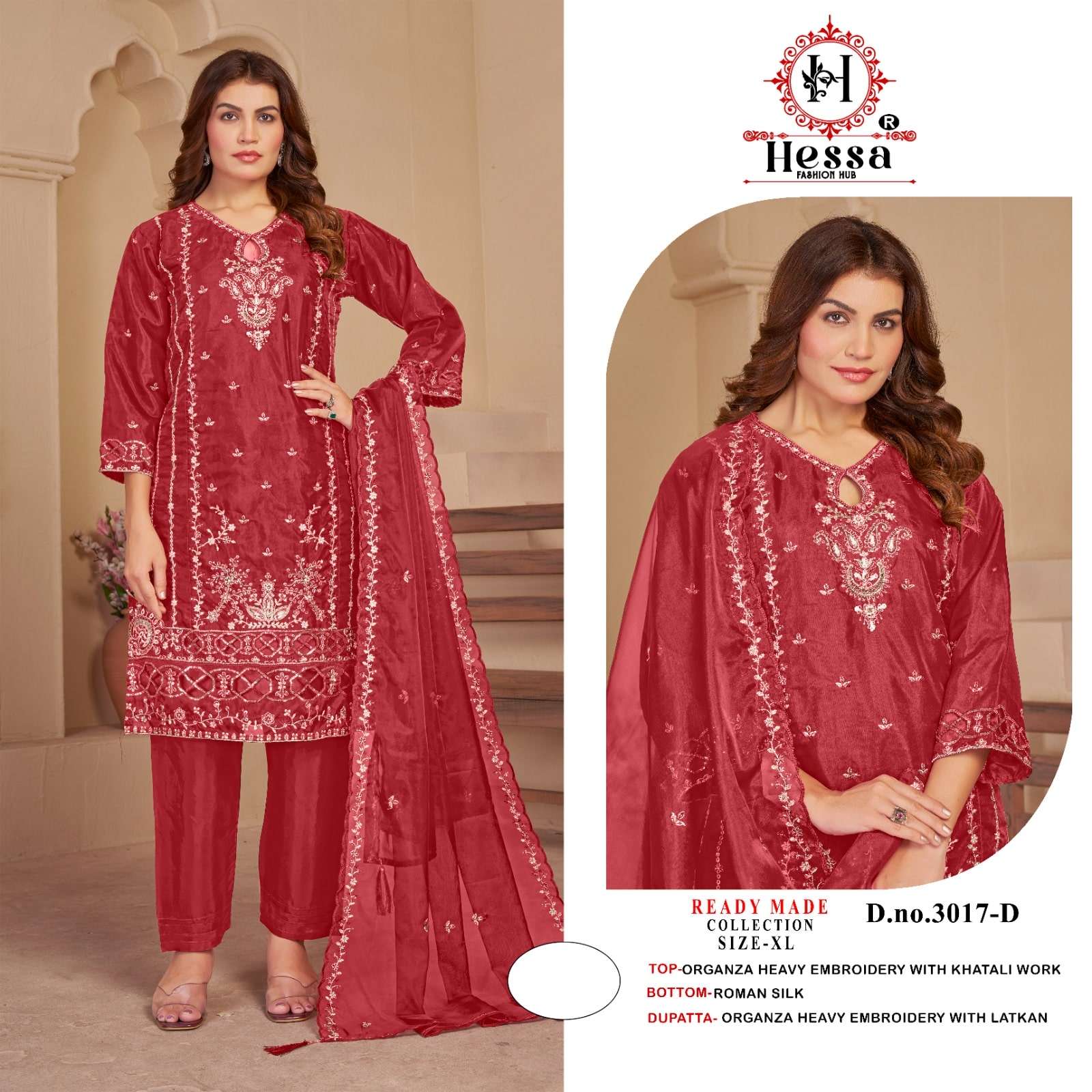HESSA 3017 Organza Pakistani Suit Set