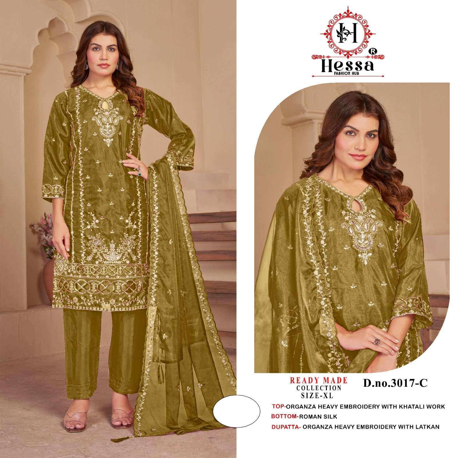 HESSA 3017 Organza Pakistani Suit Set