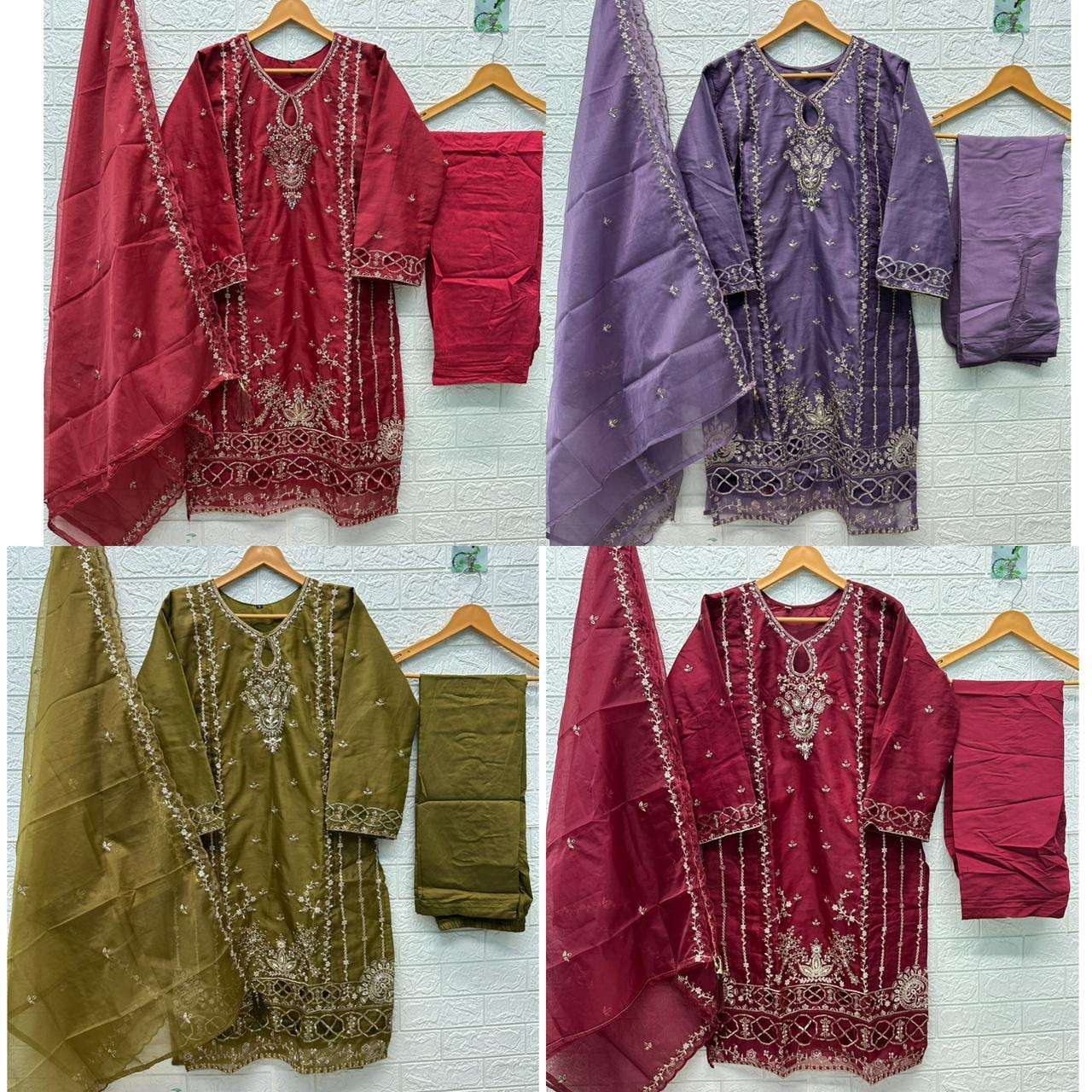 HESSA 3017 Organza Pakistani Suit Set