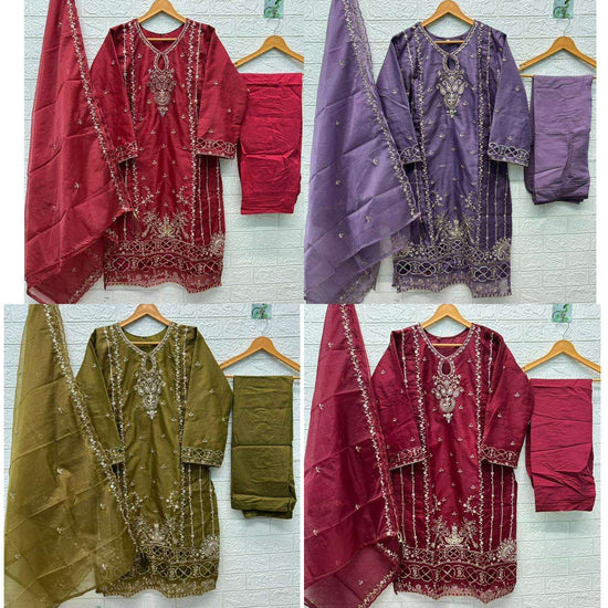 HESSA 3017 Organza Pakistani Suit Set