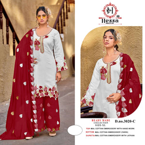 Hessa 3020 A To D Series Cotton Embroidery With Hand Work Pakistani Suit Set