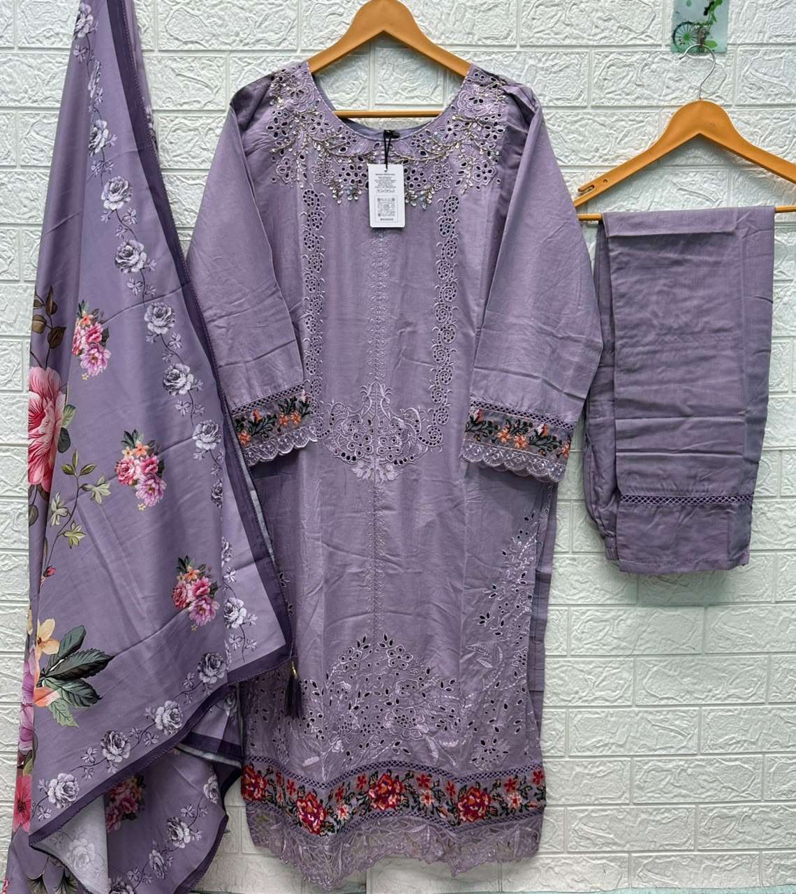 HESSA 3022 Cotton Embroidery with Hand Work Pakistani Suit Set