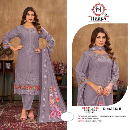 HESSA 3022 Cotton Embroidery with Hand Work Pakistani Suit Set