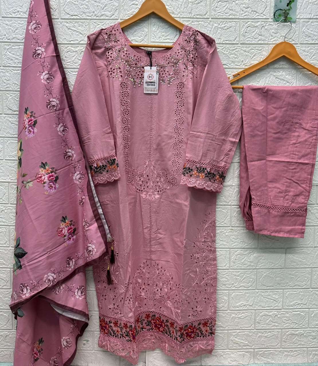 HESSA 3022 Cotton Embroidery with Hand Work Pakistani Suit Set