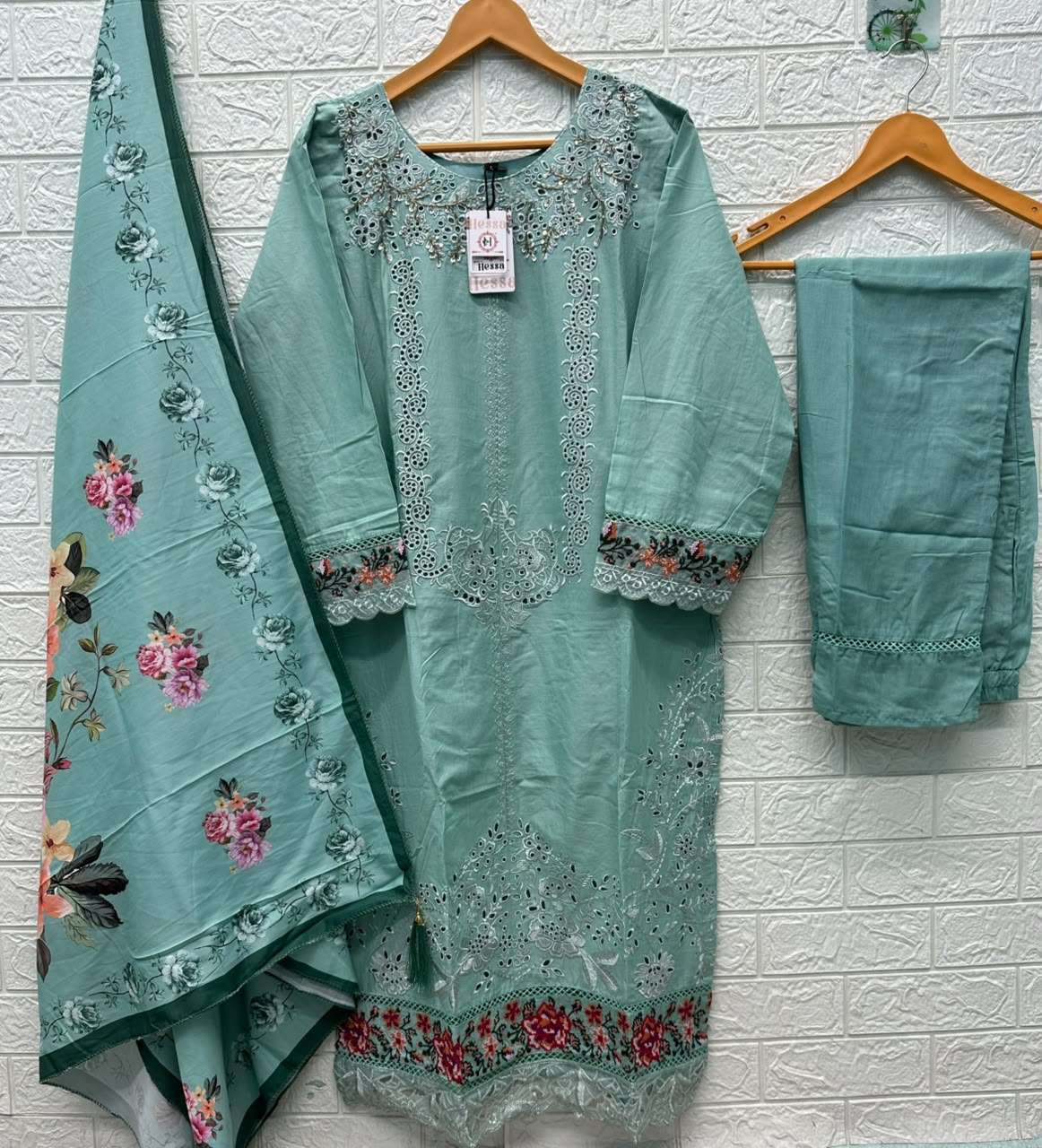 HESSA 3022 Cotton Embroidery with Hand Work Pakistani Suit Set