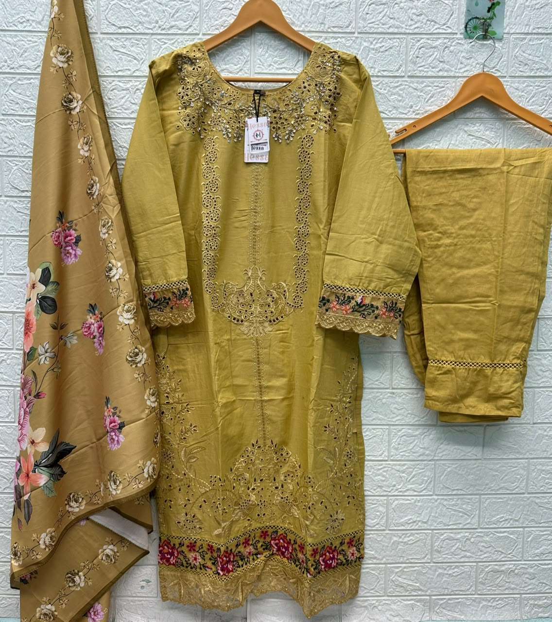 HESSA 3022 Cotton Embroidery with Hand Work Pakistani Suit Set
