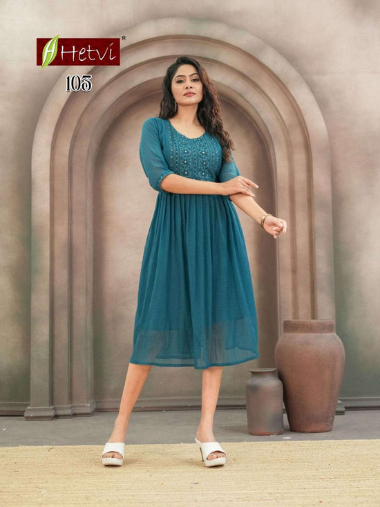 HETVI GRISHA Chiffon Stitched Kurti - Amrah Wholesale