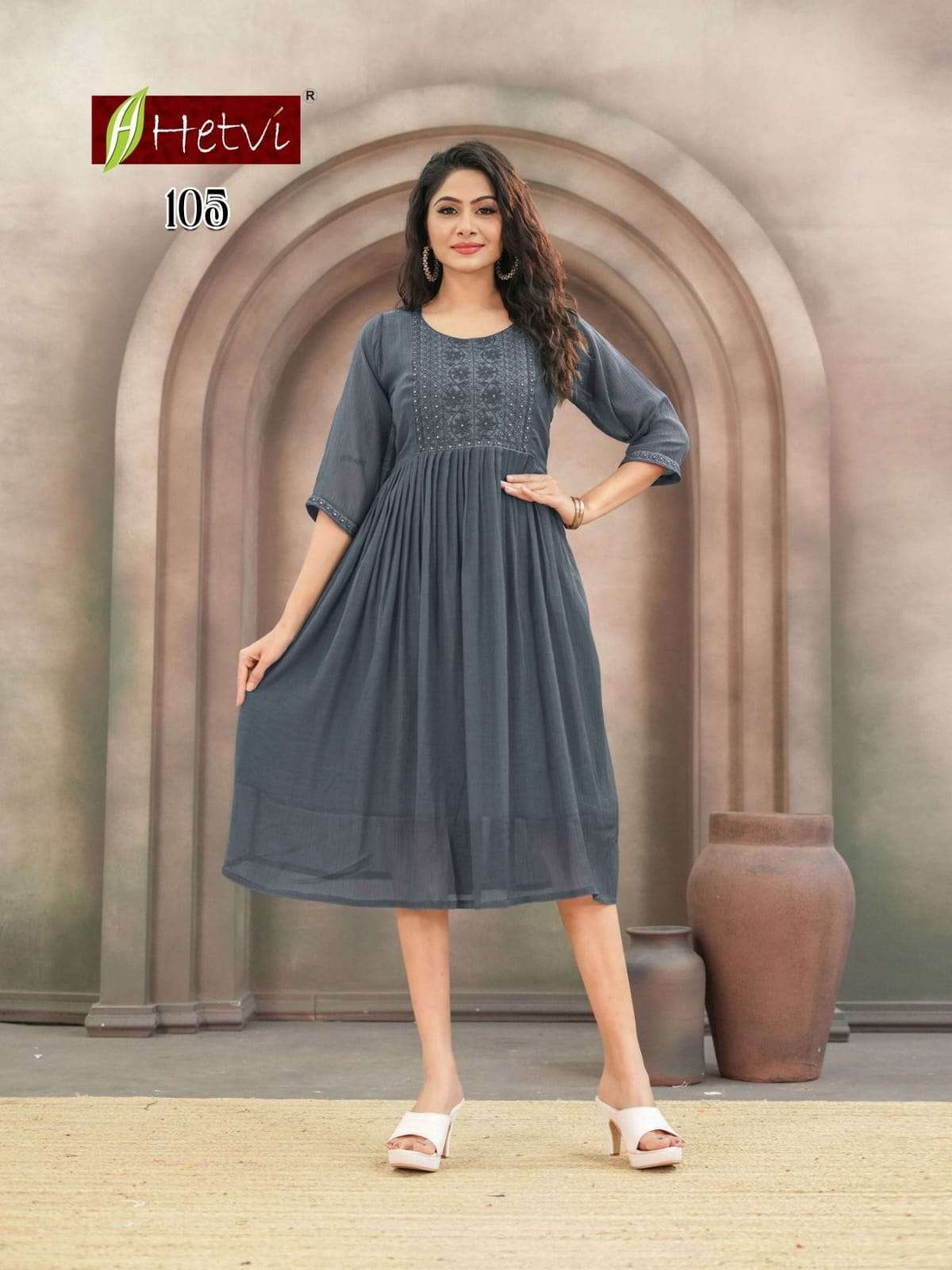 HETVI GRISHA Chiffon Stitched Kurti - Amrah Wholesale