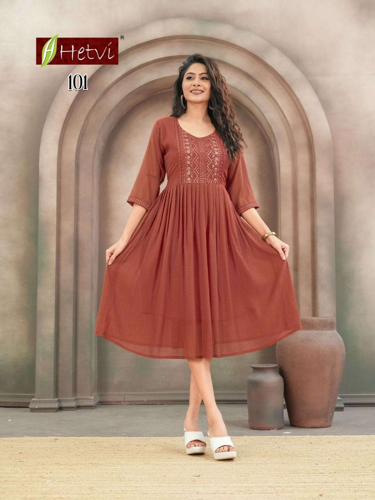 HETVI GRISHA Chiffon Stitched Kurti - Amrah Wholesale