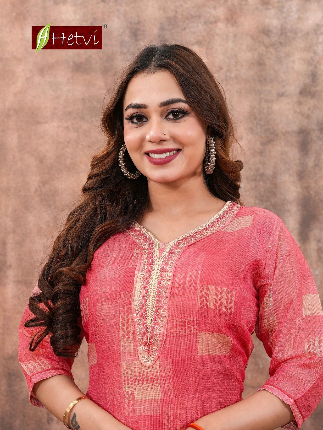Hetvi Ishika Linen Simmar Digital Printed Embroidered Kurti - Amrah Wholesale