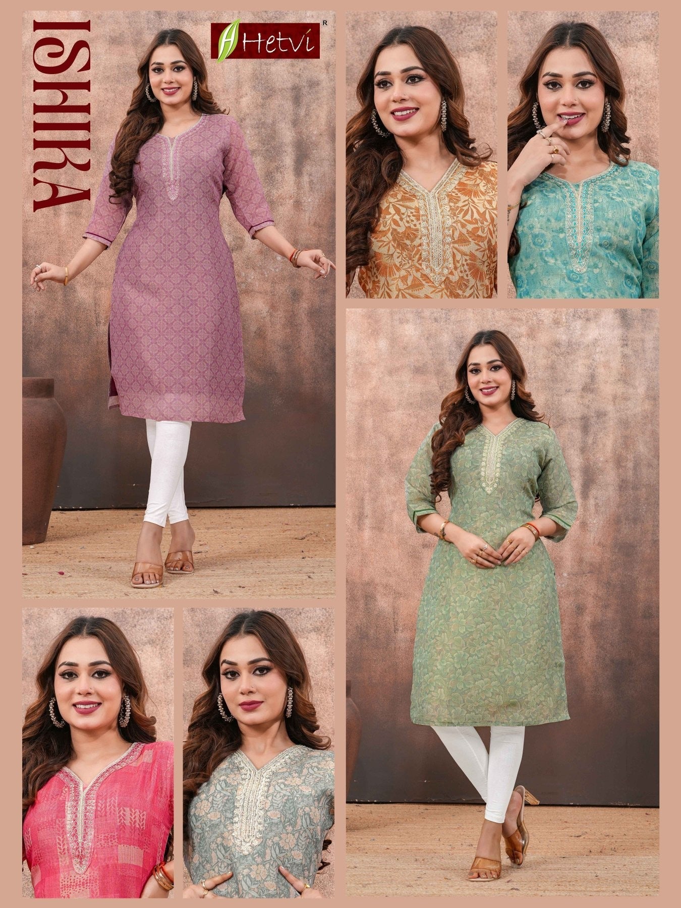 Hetvi Ishika Linen Simmar Digital Printed Embroidered Kurti - Amrah Wholesale