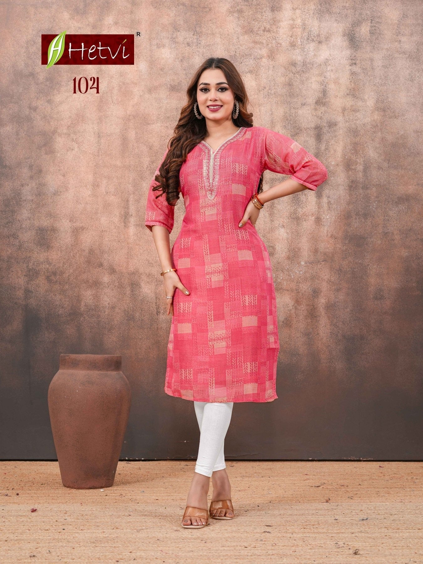 Hetvi Ishika Linen Simmar Digital Printed Embroidered Kurti - Amrah Wholesale