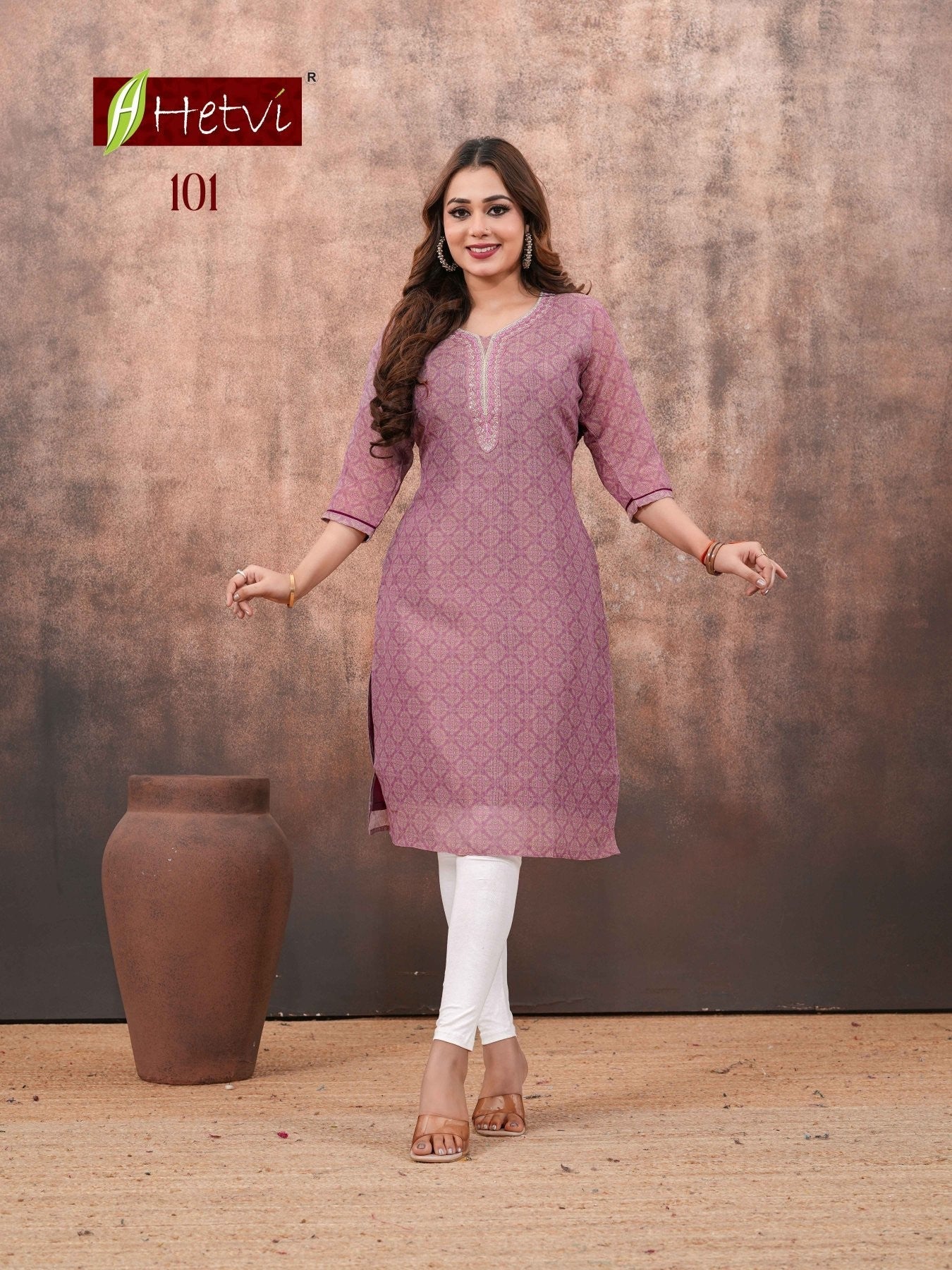 Hetvi Ishika Linen Simmar Digital Printed Embroidered Kurti - Amrah Wholesale