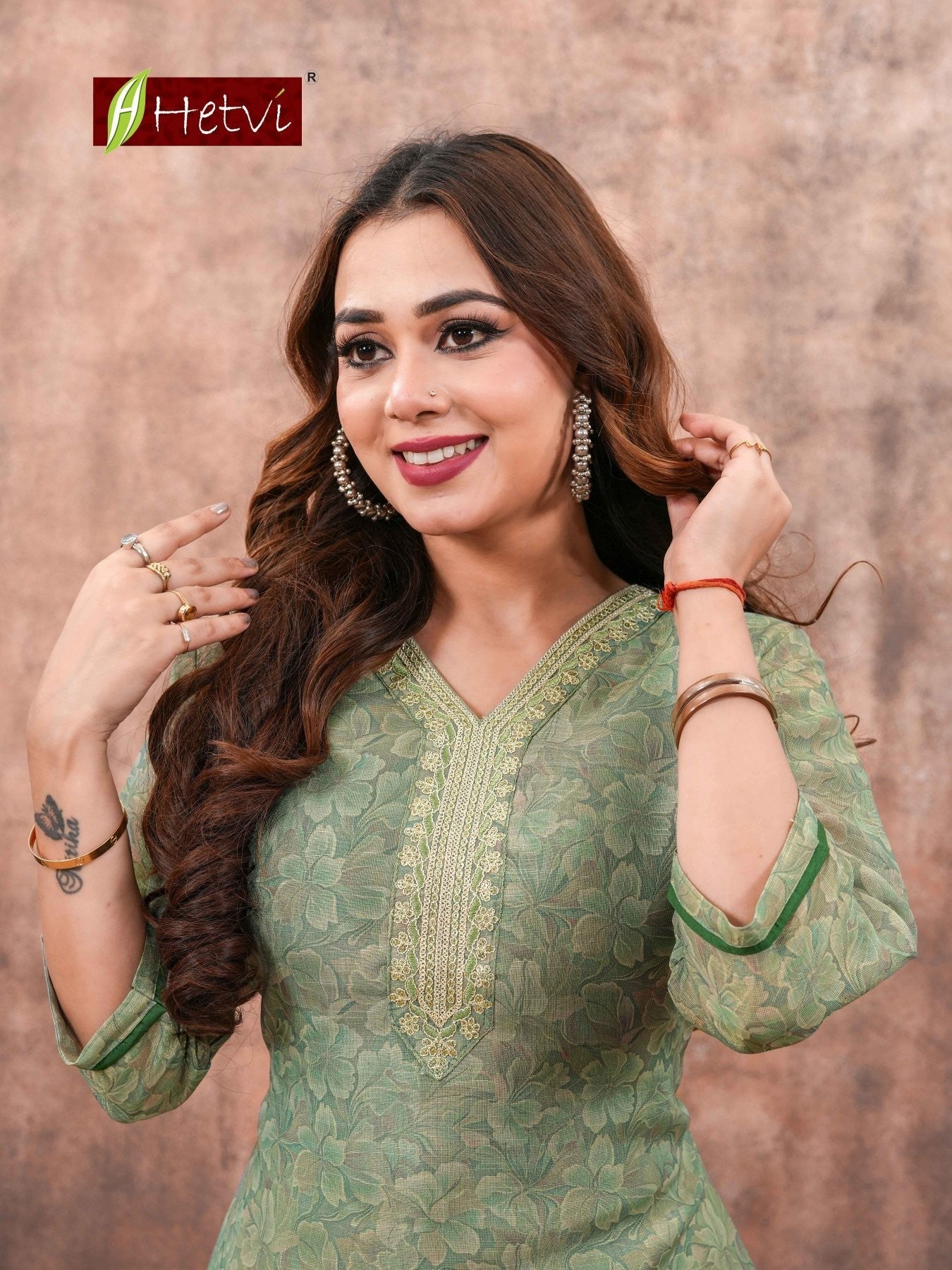 Hetvi Ishika Linen Simmar Digital Printed Embroidered Kurti - Amrah Wholesale