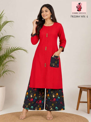 Hiaara Dresses Trisha Vol 1 Pure Rayon Kurti Palazzo Set