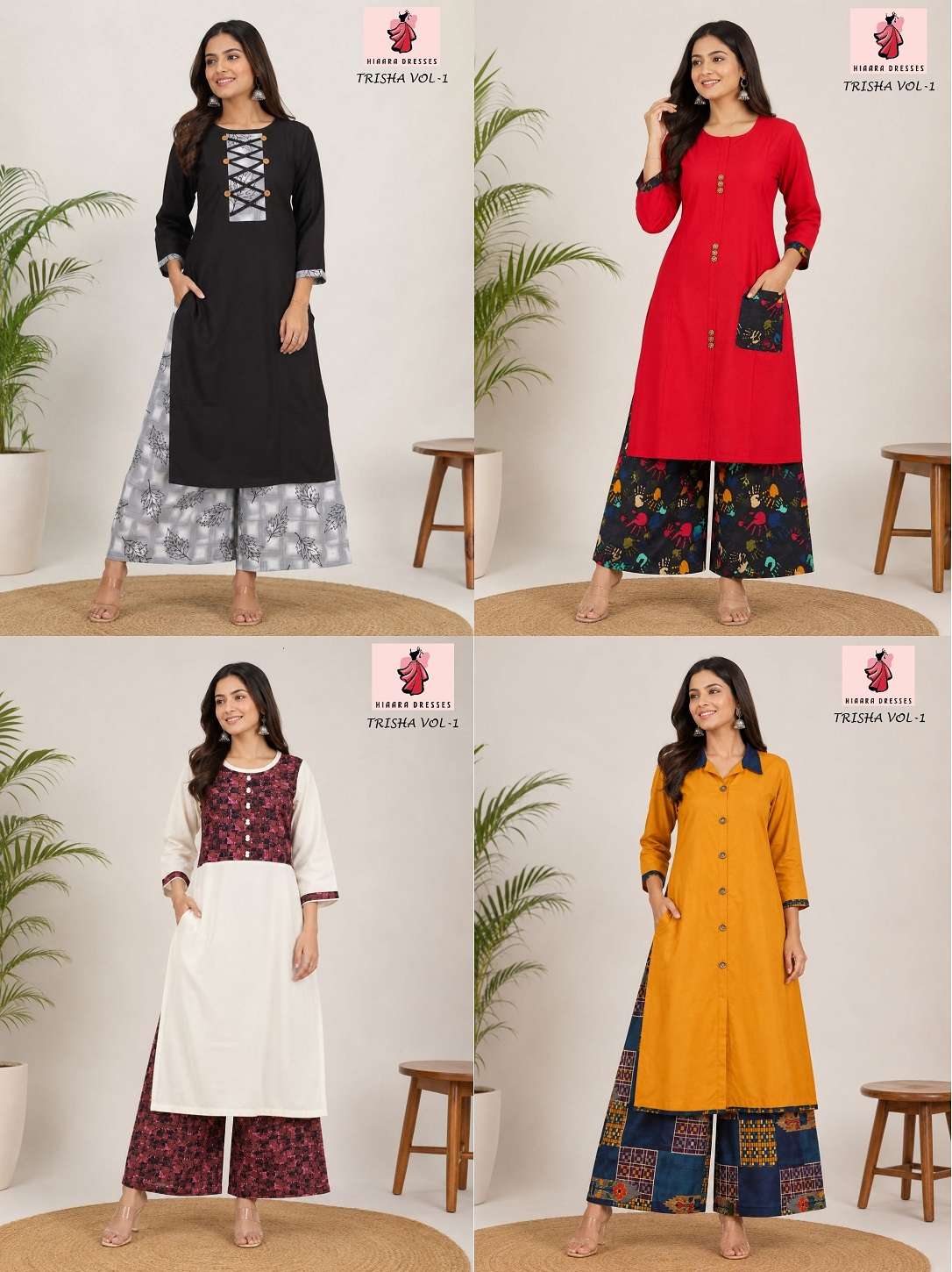 Hiaara Dresses Trisha Vol 1 Pure Rayon Kurti Palazzo Set