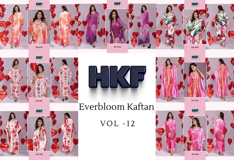 Amrah Wholesale Hkf Everbloom Kaftan Vol 12 Soft Satin Kaftan