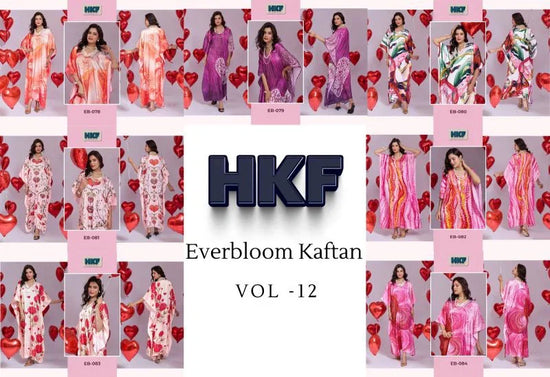 Amrah Wholesale Hkf Everbloom Kaftan Vol 12 Soft Satin Kaftan