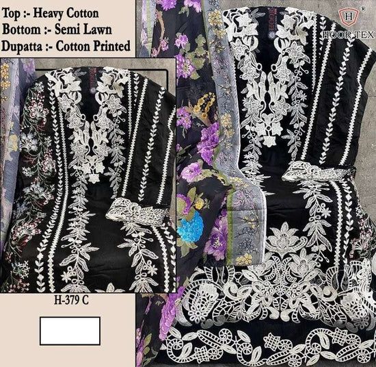 Hoor Tex H - 379 Cotton Pakistani Suit Wholesale Surat India - Amrah Wholesale