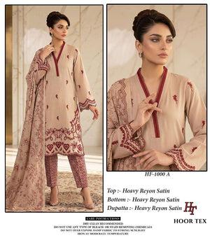 Hoor Tex HF-1000 Rayon Satin Stitched Pakistani Suit Set