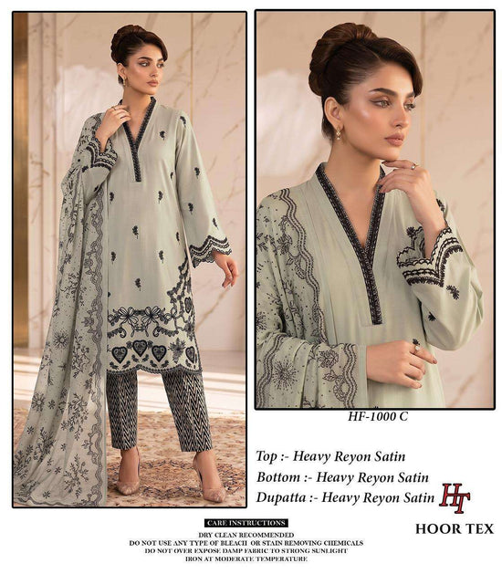 Hoor Tex HF-1000 Rayon Satin Stitched Pakistani Suit Set