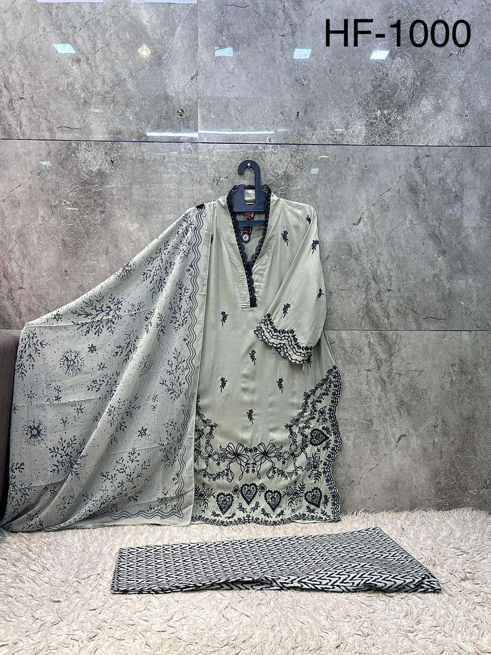 Hoor Tex HF-1000 Rayon Satin Stitched Pakistani Suit Set