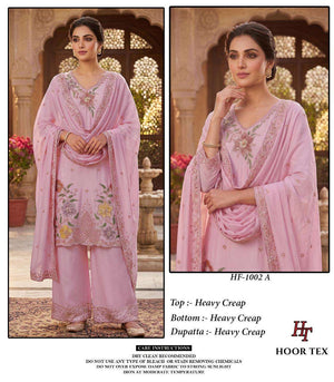 Hoor Tex HF-1002 Crepe Embroidered Stitched Pakistani Suit Set