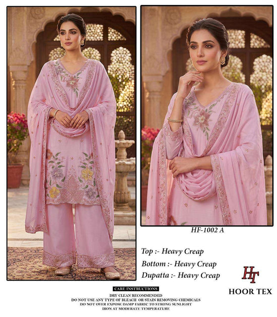 Hoor Tex HF-1002 Crepe Embroidered Stitched Pakistani Suit Set