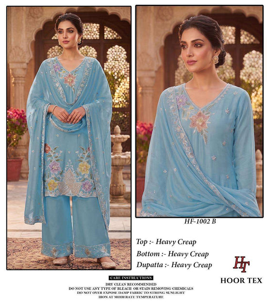 Hoor Tex HF-1002 Crepe Embroidered Stitched Pakistani Suit Set