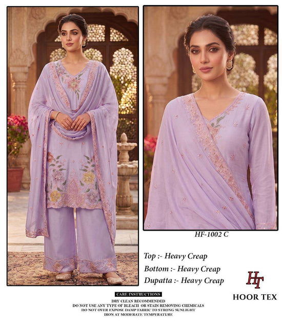 Hoor Tex HF-1002 Crepe Embroidered Stitched Pakistani Suit Set