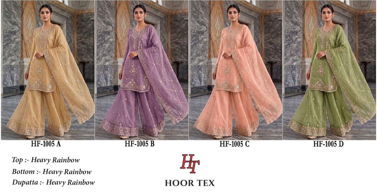 Hoor Tex HF-1005 Rainbow Embroidered Ready to Wear Sharara Salwar Suit Set