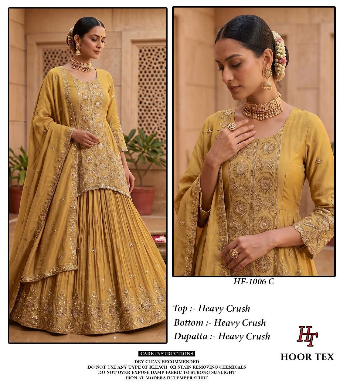 Hoor Tex HF-1006 Crush Embroidered Ready To Wear Pakistani Suit Set
