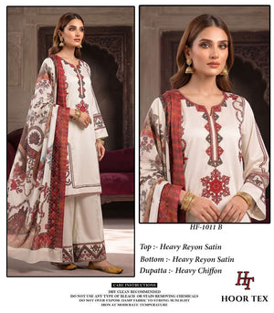 HOOR TEX HF-1011 Rayon Satin Printed Stitched Pakistani Suit
