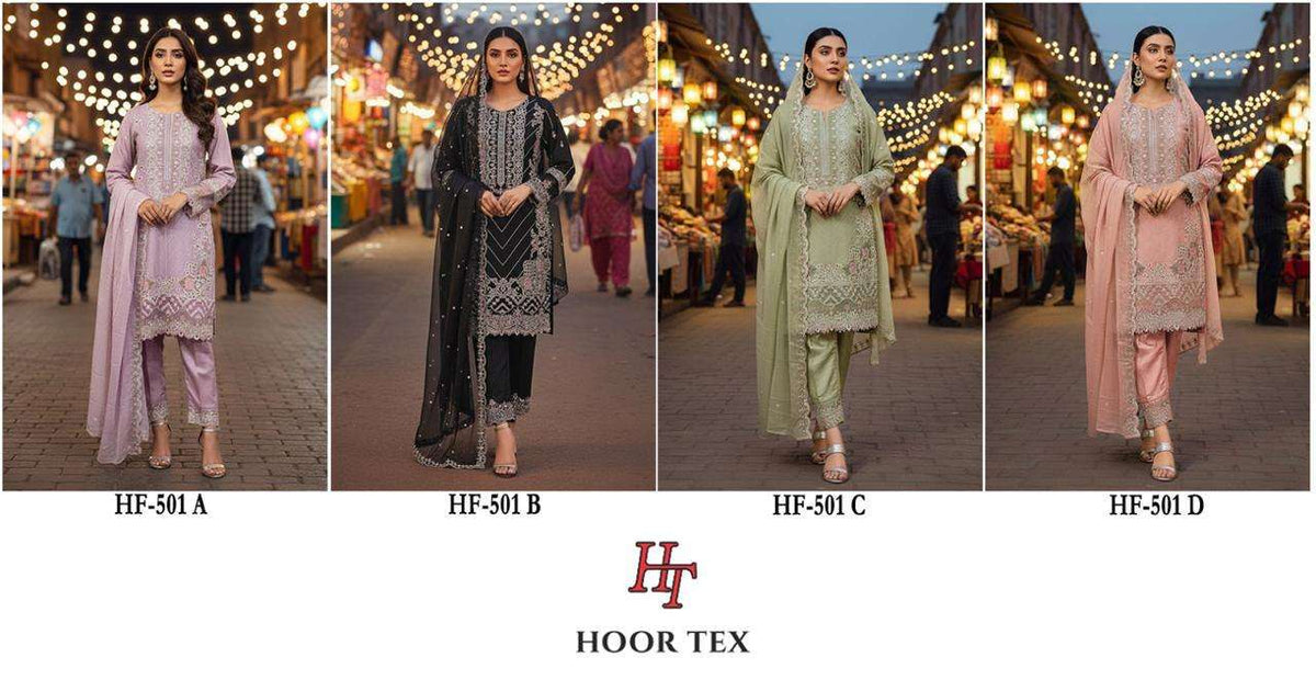 Hoor Tex HF - 501 Chiffon Pakistani Suit Set - Amrah Wholesale