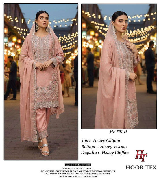 Hoor Tex HF - 501 Chiffon Pakistani Suit Set - Amrah Wholesale