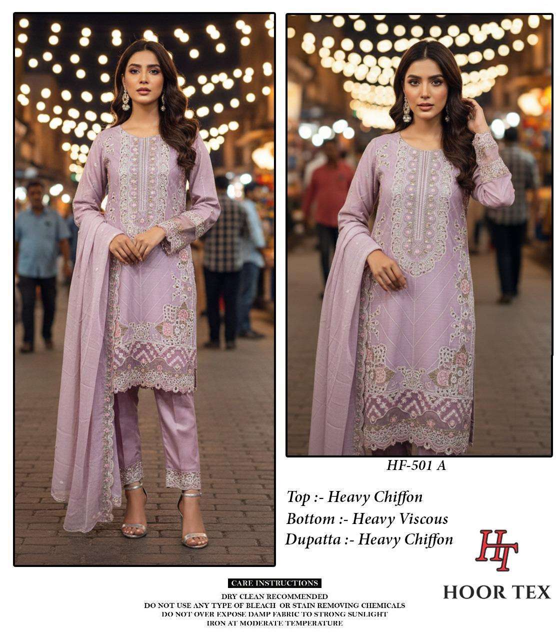 Hoor Tex HF - 501 Chiffon Pakistani Suit Set - Amrah Wholesale