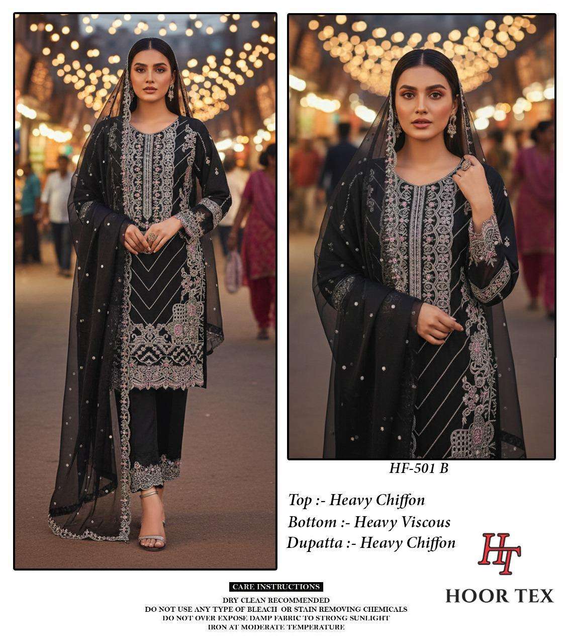Hoor Tex HF - 501 Chiffon Pakistani Suit Set - Amrah Wholesale
