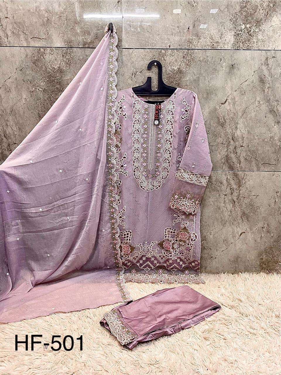 Hoor Tex HF - 501 Chiffon Pakistani Suit Set - Amrah Wholesale