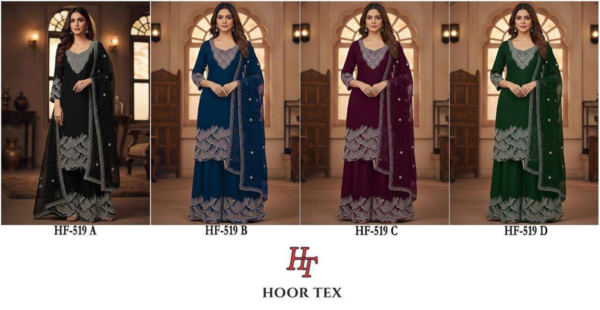 HOOR TEX HF - 519 Pure Georgette Pakistani Dress Set - Amrah Wholesale