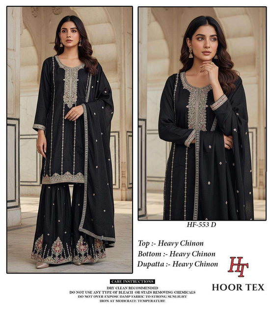 Hoor Tex HF-553 A To D Series Chinon Embroidery Stitched Pakistani Suit Set - Amrah Wholesale