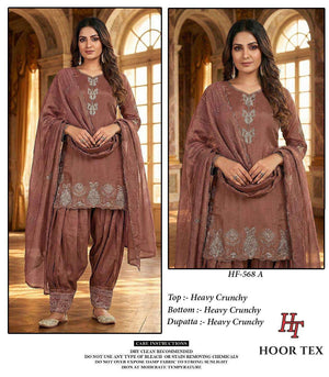 HOOR TEX HF-568 Crunchy Embroidered Pakistani Suit Set - Amrah Wholesale