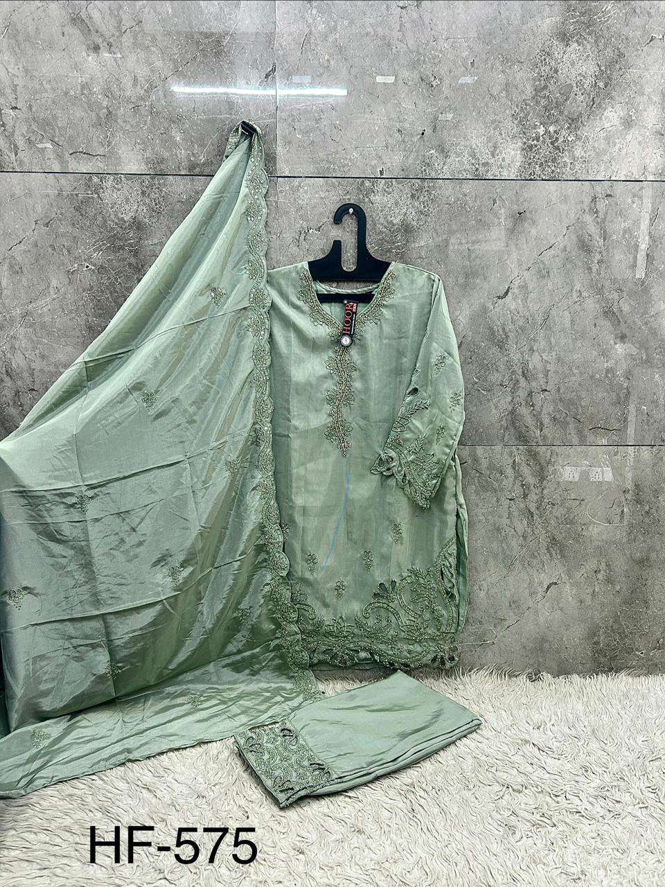 HOOR TEX HF - 575 Fancy Embroidery Dress Material - Amrah Wholesale