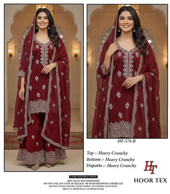 Hoor Tex HF - 576 Crunch Silk Pakistani Suit Wholesale - Amrah Wholesale