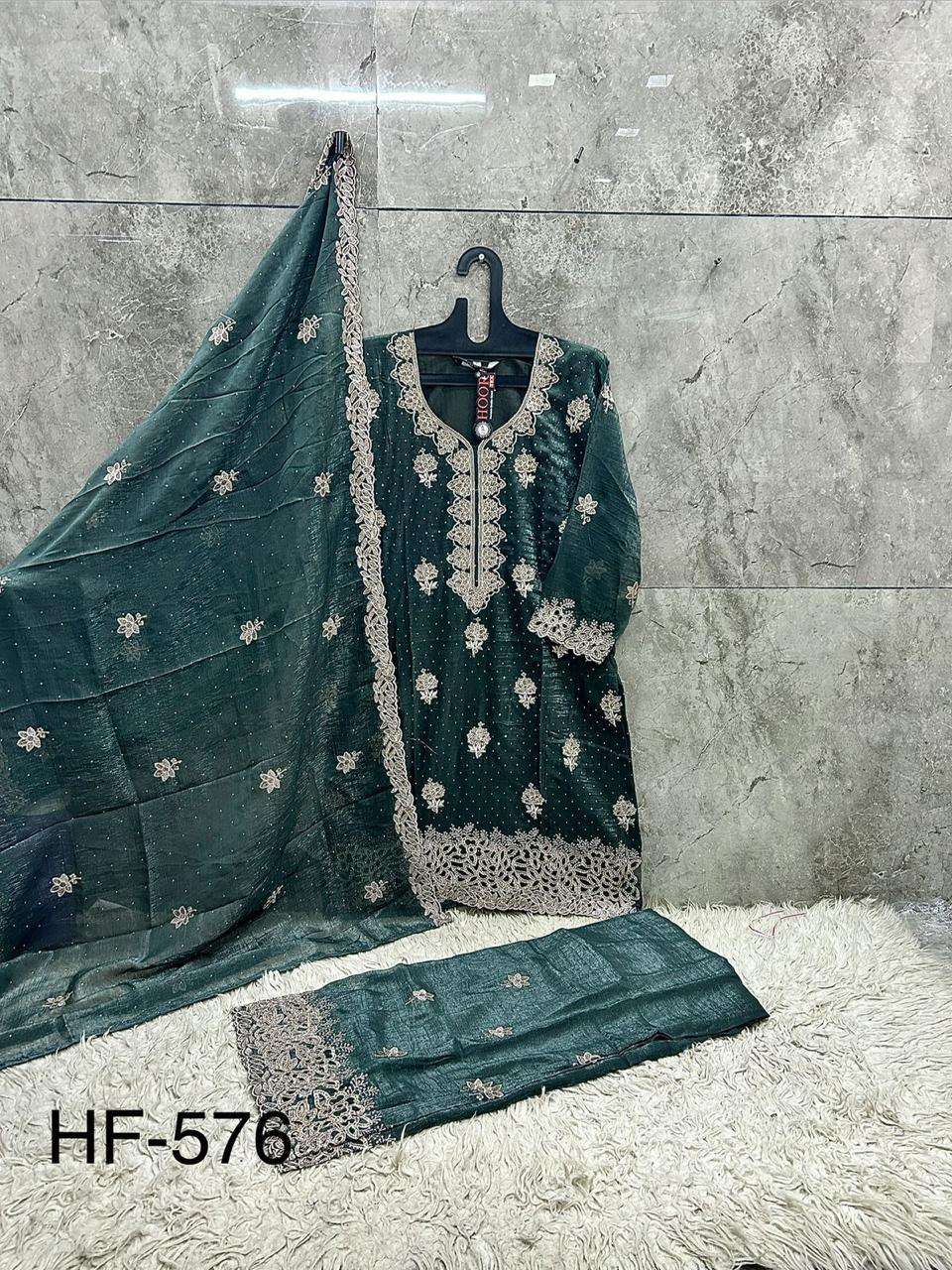 Hoor Tex HF - 576 Crunch Silk Pakistani Suit Wholesale - Amrah Wholesale