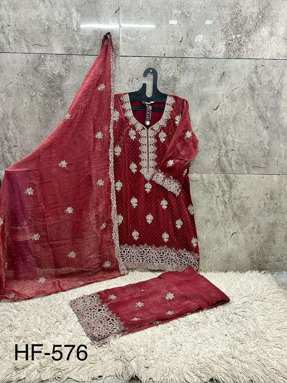 Hoor Tex HF - 576 Crunch Silk Pakistani Suit Wholesale - Amrah Wholesale