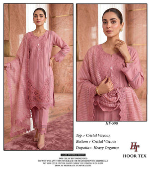 Hoor Tex HF-598 Crystal Viscose Embroidered Pakistani Dress