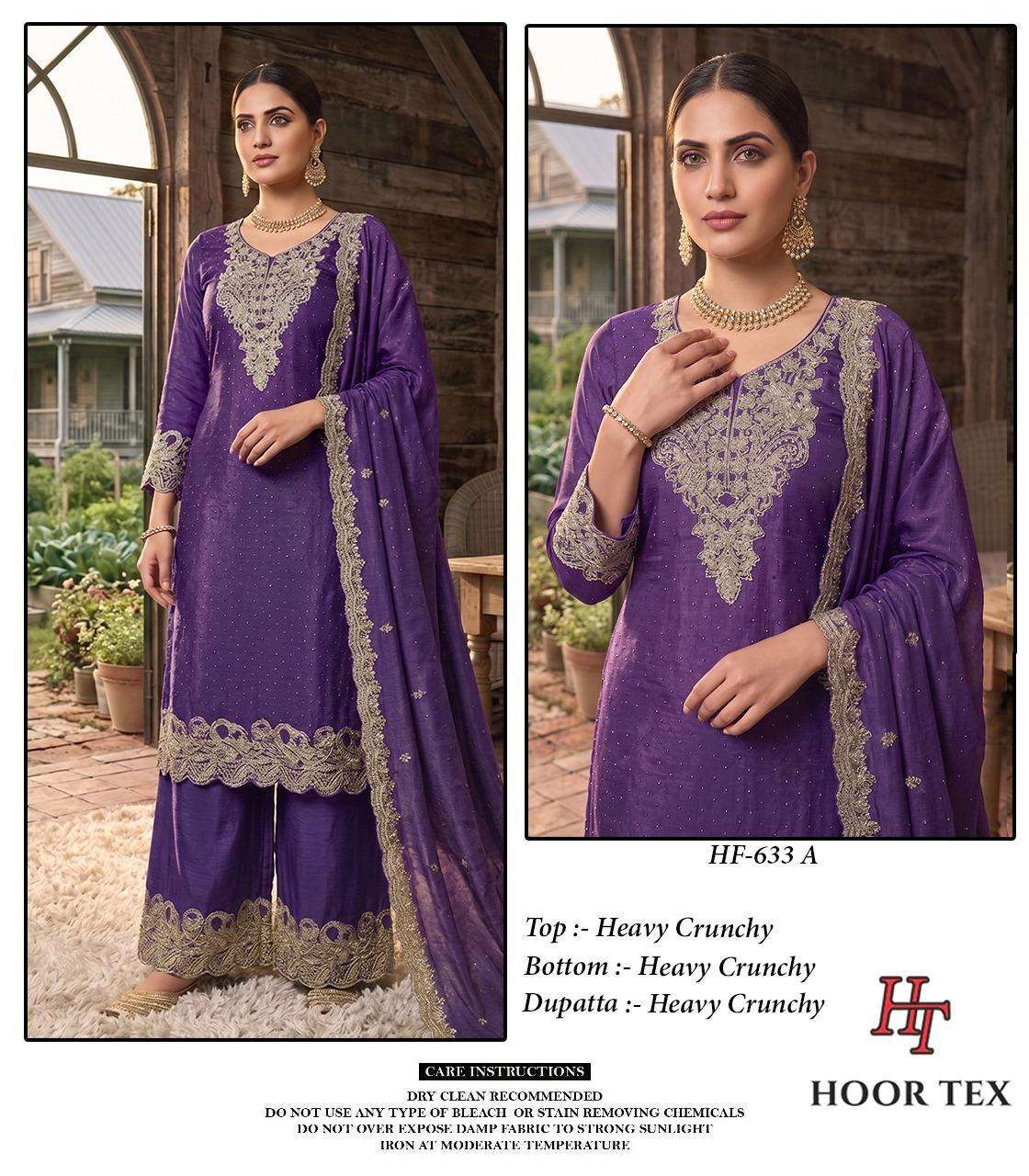 HOOR TEX HF-633 Crunchy Embroidered Stitched Sharara Dress Collection