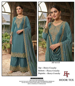 HOOR TEX HF-633 Crunchy Embroidered Stitched Sharara Dress Collection