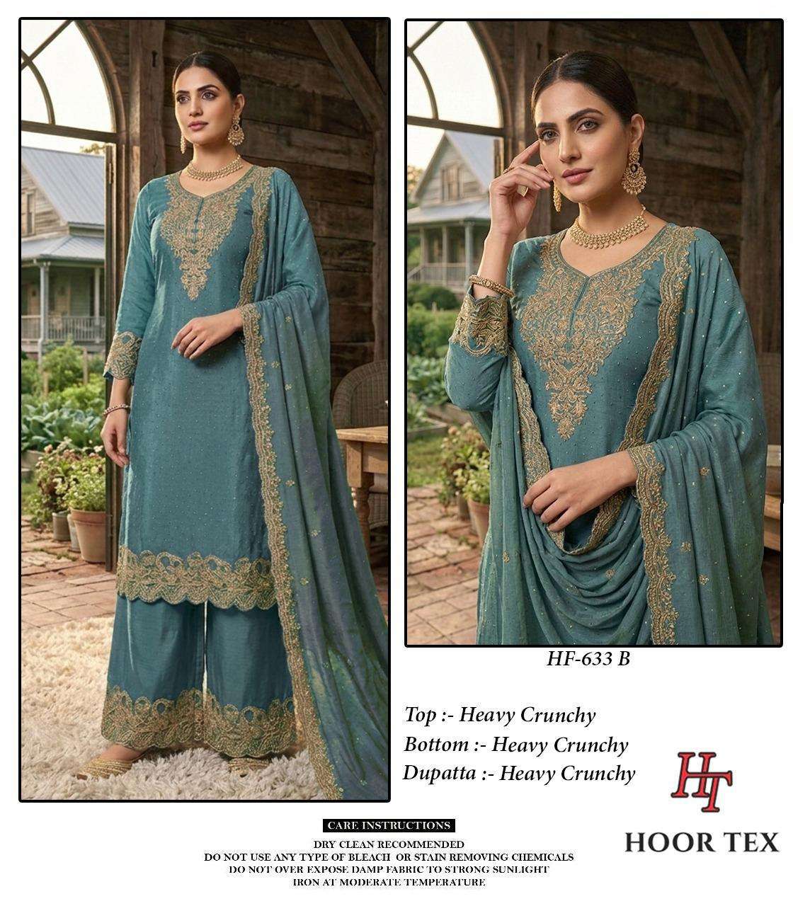 HOOR TEX HF-633 Crunchy Embroidered Stitched Sharara Dress Collection